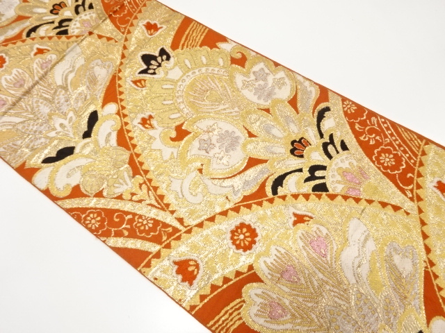 JAPANESE KIMONO / ANTIQUE FUKURO OBI / SILK / WOVEN FLOWER CREST